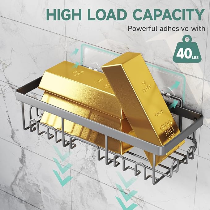 Veken Adhesive Shower Caddy 5-Pack, Heavy Weight Bearing, Large Wall Mounted - Image 7