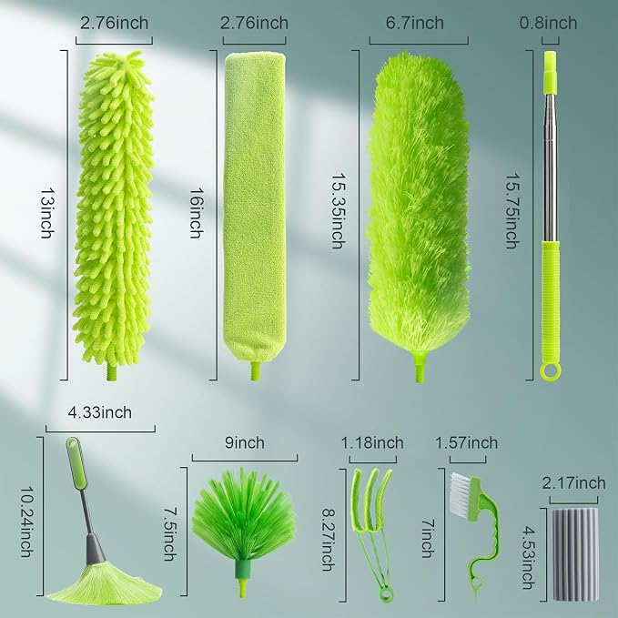 Microfiber Duster with Extension Pole 30 to 100'', Bendable Reusable Washable - Image 7