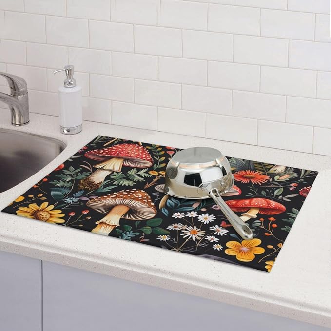 Forest Floral Mushroom Dish Drying Mat - Image 7
