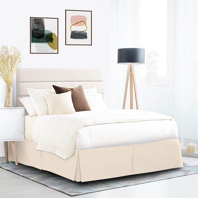 Nestl Cream Twin Bed Skirt - Twin Size 14 Inch Drop - Brushed Microfiber Hotel Quality Pleated Bed Skirt - Shrinkage & Fade Resistant