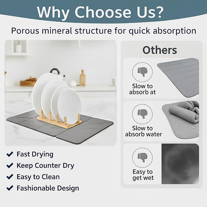 3-Panel Stone Drying Mat for Counter, Heat-Resistant, Stable Hard Stone Pad for - Image 6