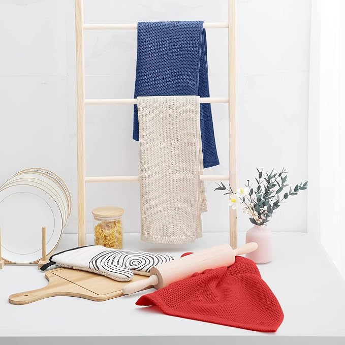 Homaxy 100% Cotton Waffle Weave Kitchen Towels, Quick Drying Cleaning Towels - Image 6