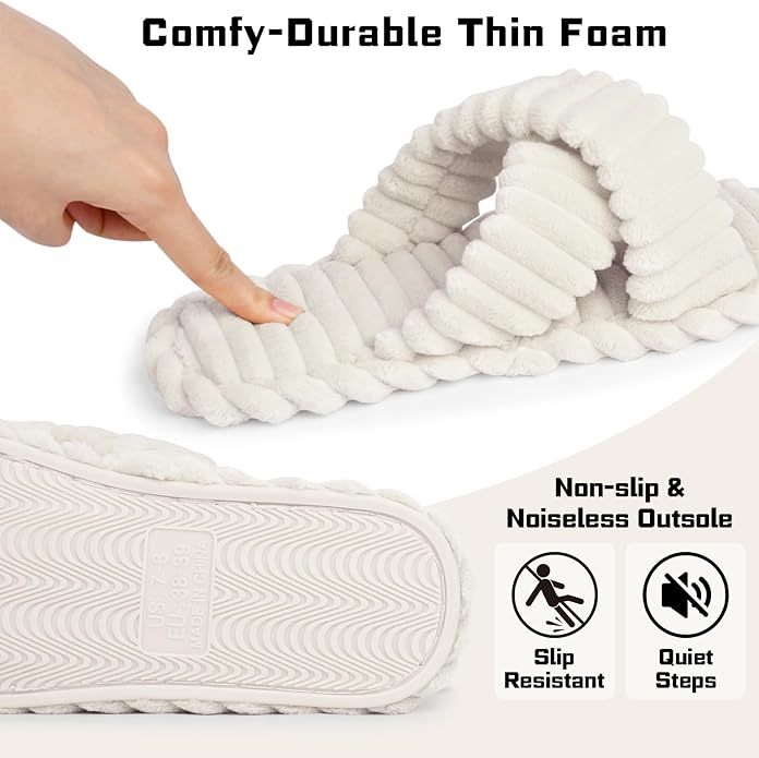 ZOORON Women's Cozy Slippers Crossbands & Durable Foam - Image 2