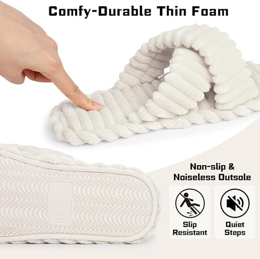 ZOORON Women's Cozy Slippers Crossbands & Durable Foam - Image 2