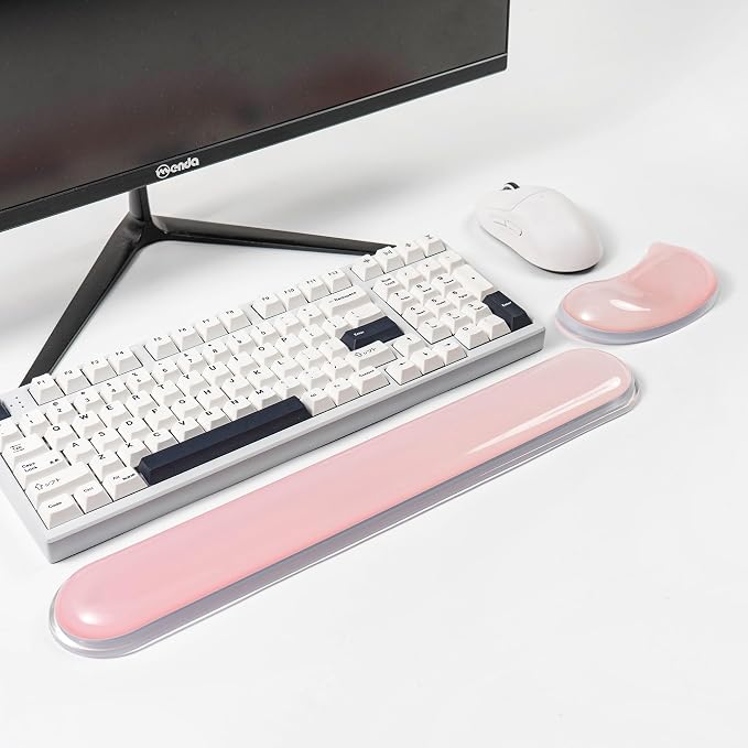 Gel Keyboard and Mouse Wrist Rest Set –Pink Clear Wrist Rest - Image 2