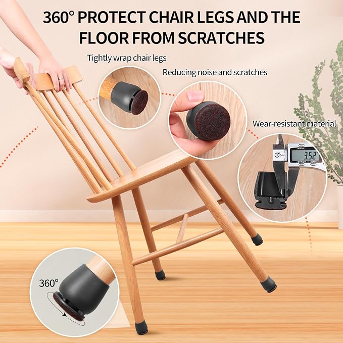 Ezprotekt 24 Pcs Black Chair Leg Floor Protectors - Image 4