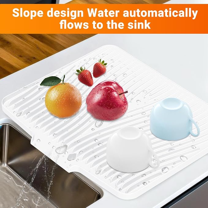 Silicone Dish Drying Mat for Kitchen Counter, Non-Slip Drain Pad, Dish Drying - Image 4