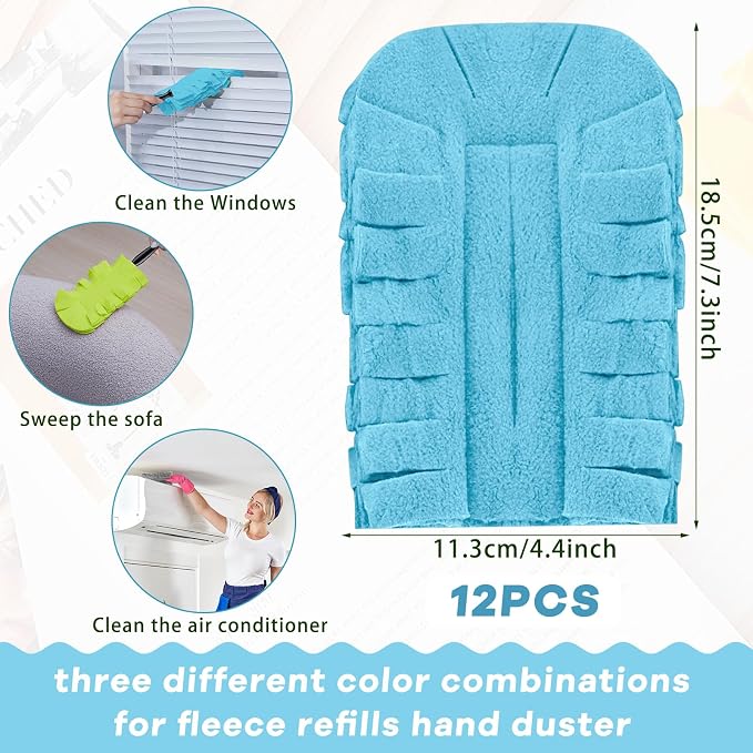 Zubebe 12 Pcs Duster Refill Reusable Fleece Duster Refills Feather Flat Dusters - Image 2