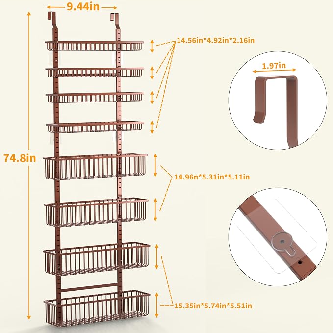Moforoco Over The Door Pantry Organizer, Pantry Door Organizer Shelves - Image 5