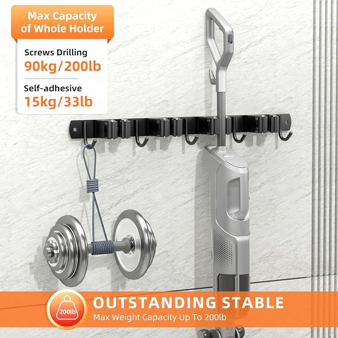 Broom Holder Wall Mount, Improved Non-slip Mop and Broom Holder Wall Mount - Image 4