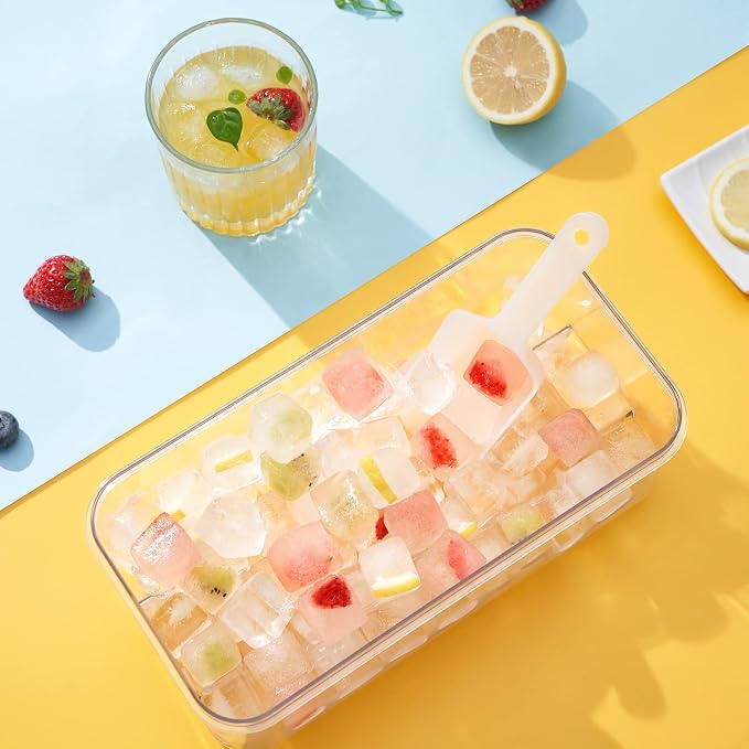 Ice Cube Tray with Lid and Bin, PHINOX 64 pcs Ice Trays - Image 8