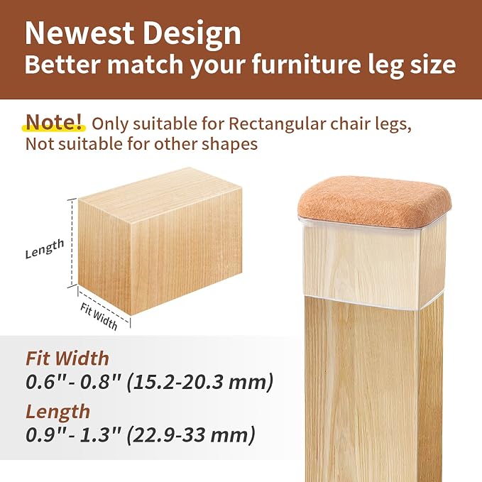 Ezprotekt 16 Pcs Rectangle Clear Felt Chair Leg Floor Protectors - Image 2