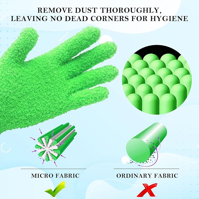 Evridwear Microfiber Gloves for Plant Dusting, 2 Pairs Reusable Leaf Cleaning - Image 2