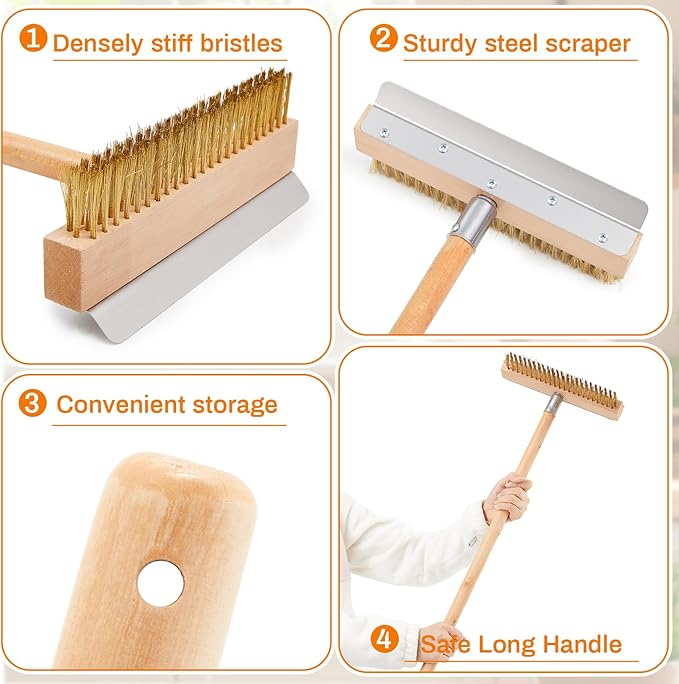 1 Pack 37 Inch Wood Handle Pizza Oven Brush - Image 4