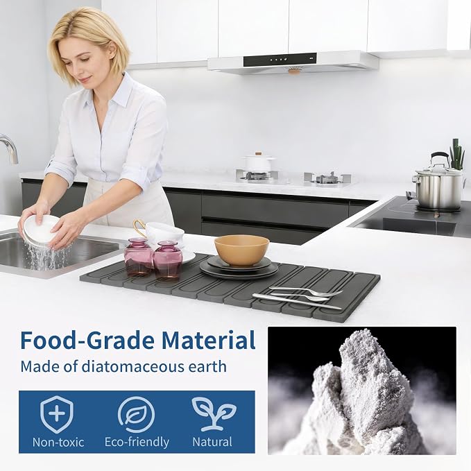 Hopegiver Stone Drying Mat for Kitchen Counter, Super Absorbent, Non-Slip & - Image 4