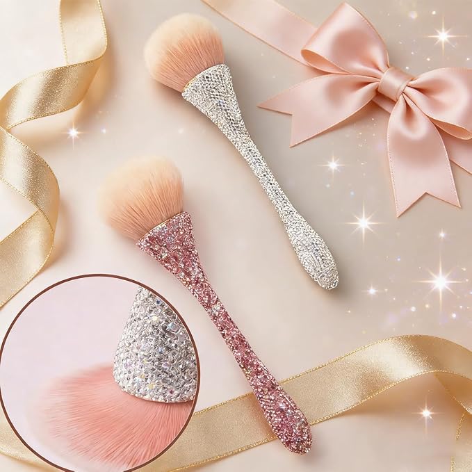 2 PCS Nail Art Dust Brush Shiny Rhinestone Fust Brushes Ultra Soft Nylon Dust - Image 4