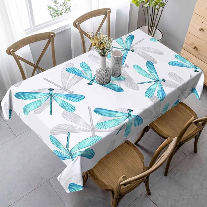 Dragonfly Tablecloths for Rectangle Tables Blue Watercolor Beautiful Dragonfly - Image 6