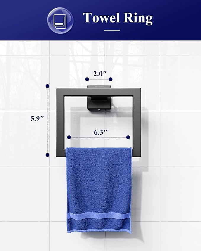 Kitsure 5-Pieces Bathroom Hardware Set & Accessories, Rustproof Towel Racks - Image 4