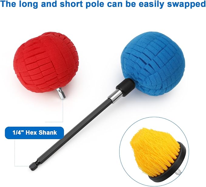 Linkstyle 5PCS Drill Polishing Ball Set, Car Wheel Polisher Sponge Pad Kit - Image 4