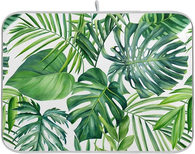 Tropical Palm Leaves Dish Drying Mat by BOENLE-WELCOMEYOURCOMING