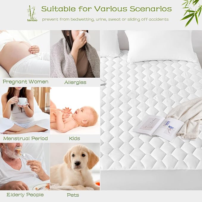 GRT Twin XL Mattress Protector Waterproof, Rayon from Bamboo, Cooling Quilted - Image 5