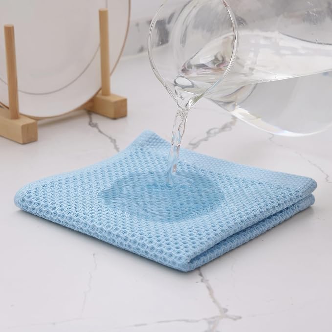 Kitinjoy 100% Cotton Kitchen Dish Cloths, 6 Pack Waffle Weave Ultra Soft - Image 3