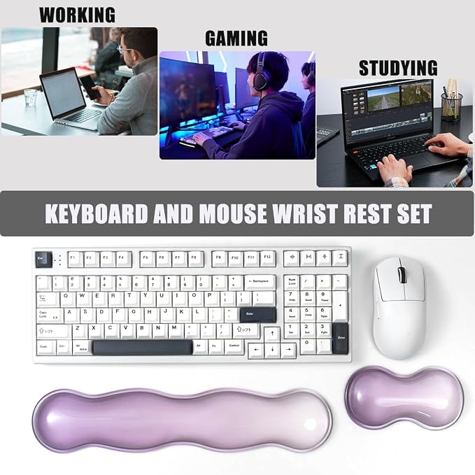 Ergonomic Gel Keyboard and Mouse Wrist Rest Set – Clear Wrist Rest - Image 3