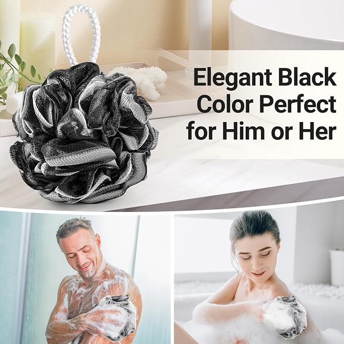 XXL 90g Charcoal Shower Loofah 3 Pack by Tilcare - Image 8