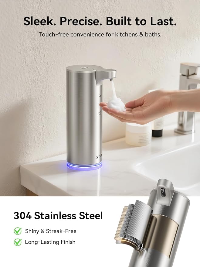 SUNLY Automatic Foam Soap Dispenser, 0.2s Fast Sensor, USB-C Rechargeable - Image 2