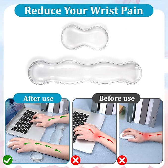 Gel Wrist Rest for Keyboard Clear Anti-Slip Mouse Pad Cute Ergonomic White - Image 5