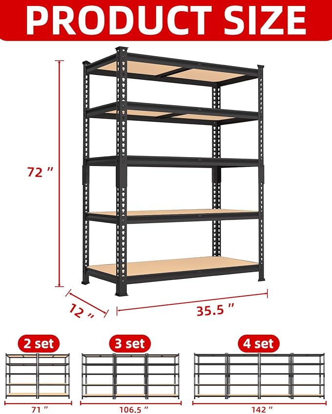 PrimeZone 35.5" x 12" x 72" Heavy Duty Storage Shelves - Image 3
