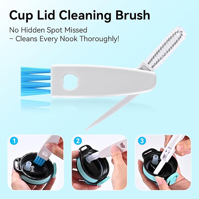 Bottle Brush Set with Straw Cleaner Brush and 3 in 1 Cup Lid Cleaning Brush - Image 6