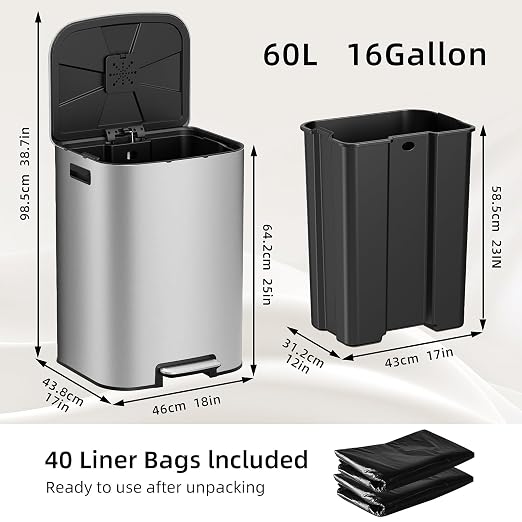 KUK 16 Gallon Kitchen Trash Can - Image 3
