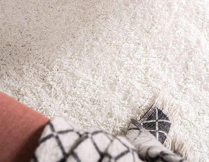 Unique Loom Solid Shag Collection Area Rug (8' x 10' Rectangle, Snow White)