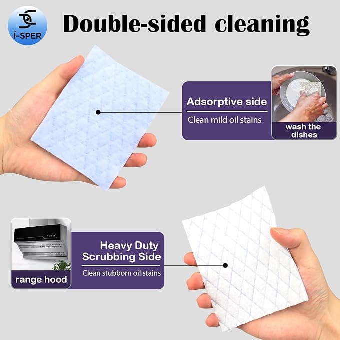 50 Pcs Light Scouring Pad with Foam, Triple Cleaning Scrub Pad Singles Heavy - Image 2