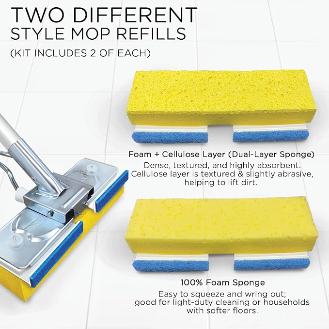 LOLA Squeezematic Butterfly Automatic Sponge Mop, 4 Mop Heads - Image 3