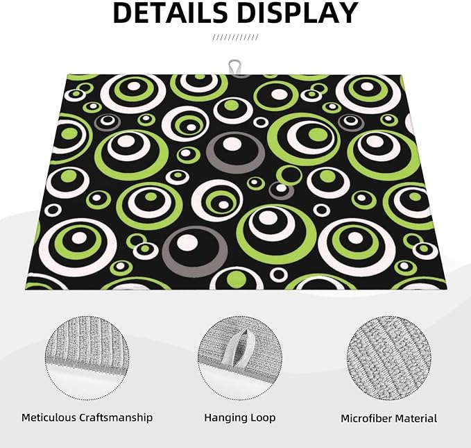 Green Black Gray Geometric Circle Dish Drying Mat - Image 5