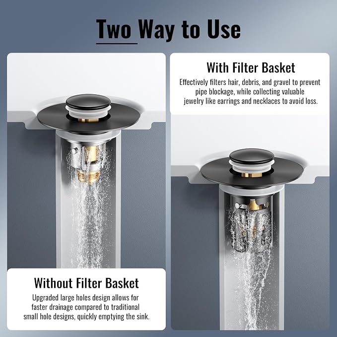 Bathroom Sink Stopper-All Metal Sink Stopper-Universal Fit 99% Bathroom Stopper - Image 2