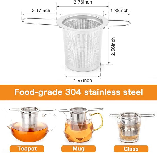 2Pack Tea Strainer, Stainless Steel Tea Infuser Basket Sitting in Mugs - Image 2