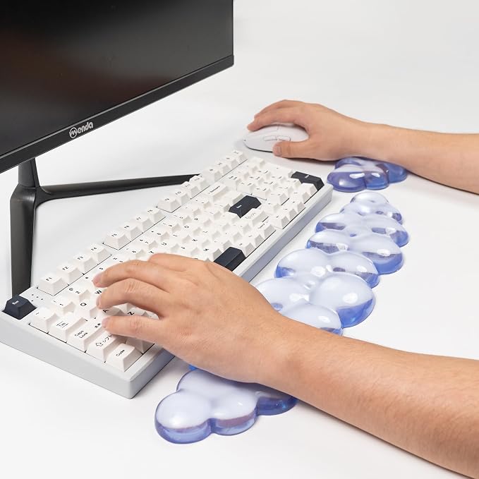 Ergonomic Gel Cloud Keyboard and Mouse Wrist Rest Set – Clear Wrist Rest - Image 4