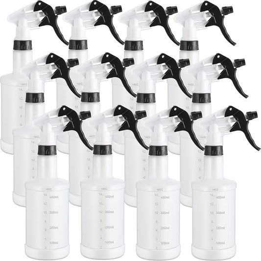 Eccliy 12 Pcs 16 Oz Plastic Spray Bottle, Adjustable Empty Reusable Sprayer by Eccliy
