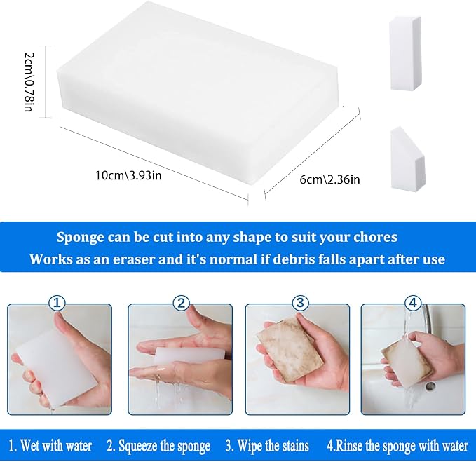 Magic Sponge Eraser, 100 Pack Heavy Duty Melamine Sponge, Deep Cleaning-Stain - Image 5
