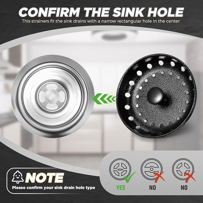 Mudder 3 Pcs Kitchen Sink Drain Strainer and Stopper Stainless Steel Garbage - Image 4