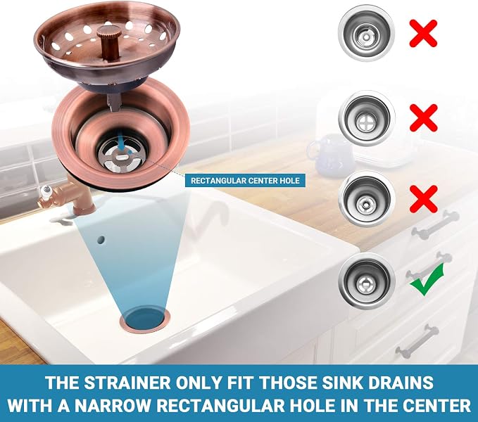 KONE Copper Kitchen Sink Strainer Basket, - Image 2