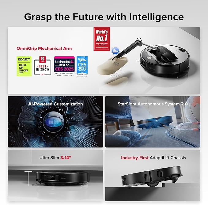 roborock Saros Z70 Robot Vacuum and Mop, OmniGrip Arm, AI-Powered, 000Pa Suction - Image 2
