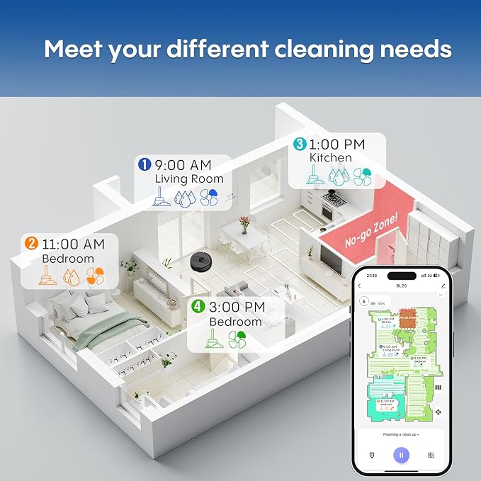 Robot Vacuum and Mop with Mapping, LiDAR Navigation Robotic Vacuums with 5000Pa - Image 6