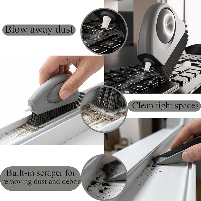 2 Pack Window Track Cleaning Brush – 3-in-1 Air-Blast Scrub Brush - Image 2