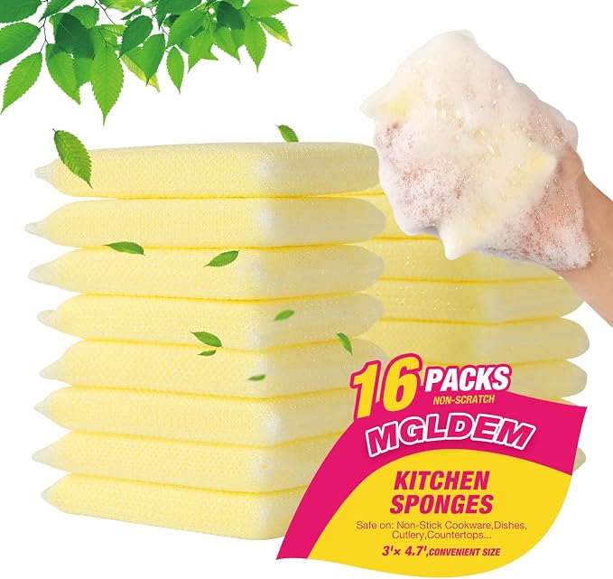 16 Pads Kitchen Sponges All-Purpose Non Scratch Dish Sponge，Multipurpose Used by Unknown
