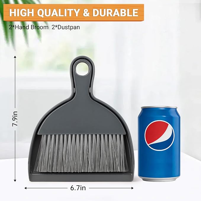 THINKLEARN 2PCS Small Dust Pan and Brush Set, Mini Broom and Dustpan Set - Image 3