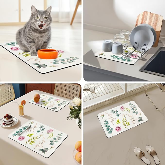 Bloss Dish Drying Mat, 12.2"x19.7" Absorbent Coffee Bar Mat - Image 4